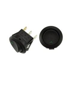 Interrupteur rond ON/OFF - 12V - 16A - LED Vert  - 1