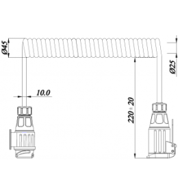 Câble spiralé fiche/prise - 13 pin - 12V - 3m  - 2