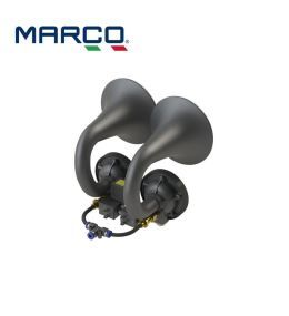 Marco trompeta de aire de plástico negro 2 cuernos 12v  - 2