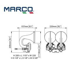 Marco zwarte kunststof luchttrompet 2 hoorns 12v  - 3