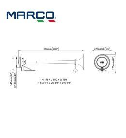 Marco trompette à air laiton 680mm (Ø160mm)