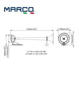 Bocina de aire de latón Marco 600mm (Ø160mm)  - 2