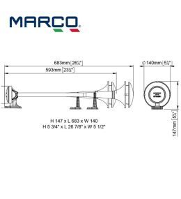 Marco stainless steel trumpet 630mm (Ø140mm) + lid  - 2