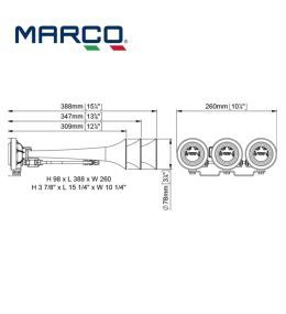 Marco 3-toons wisseltrompet 388mm 24v  - 2