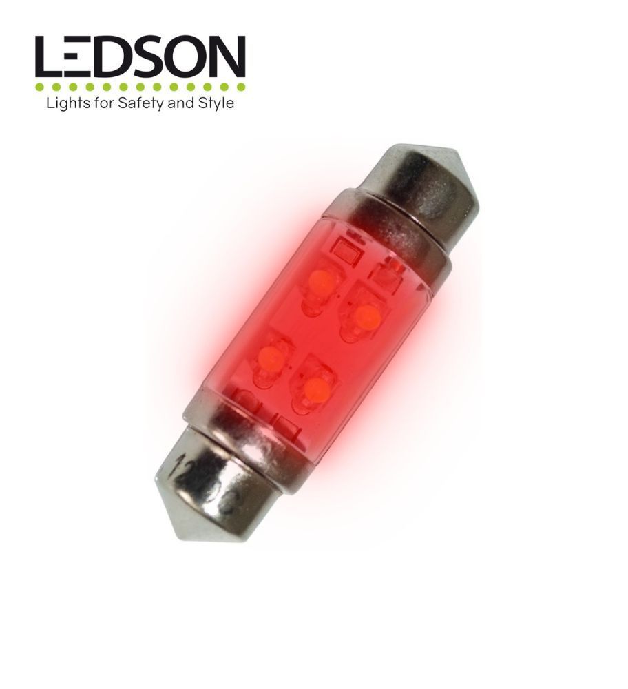 Ledson ampoule navette 36mm LED rouge 12v