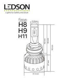 Ledson ampoule H8 H9 H11 phares Xteme Focus led H8 H9 H11  - 2