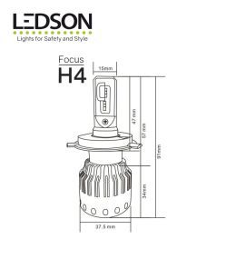 Ledson ampoule H4 phares Xteme Focus led H4  - 2