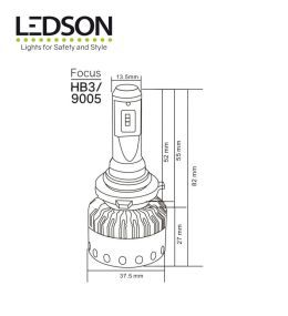 Ledson HB3 koplamp lamp Xteme Focus geleid HB3 9005  - 2