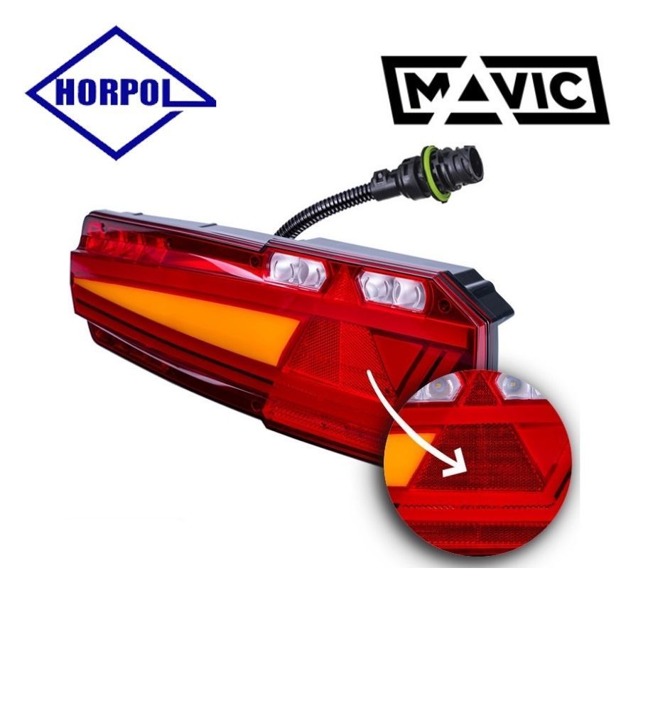 Horpol phare arrière multifonction mavic avec reflecteur prise AMP 12-24v DROIT 