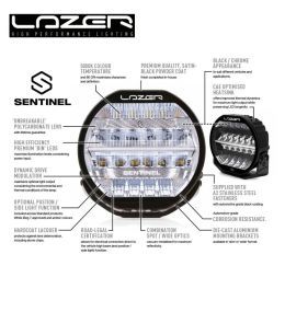 Lazer Sentinelle Linterna frontal de largo alcance 9" cromada 9520lm 97W  - 7