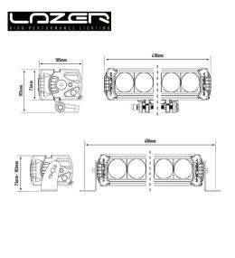 Lazer led rampa Triple R-1000 15.7" 410mm 9240lm con baliza intermitente negro  - 4