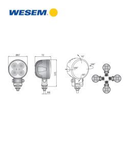Wesem CRC5 round worklight 2000lm 21W 58° standard support Cable  - 3