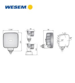 Phare de travail LED - Wesem - carré - 1600lm - 22W  - 3