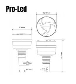 LED zaklamp - Oranje - R10 R65 - 19W - 12/24V - 99mm  - 2