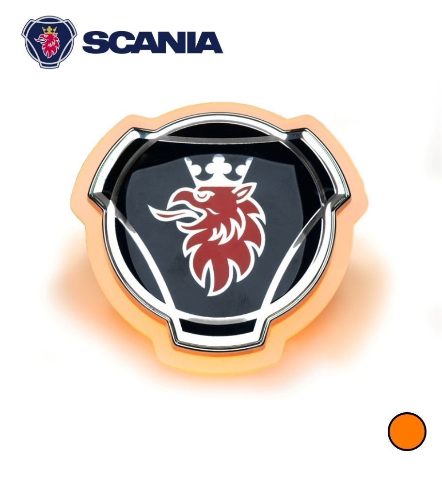 Original Scania badge Orange Led edges Frosted base  - 1