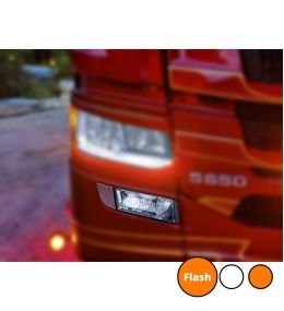 Feu de position supplémentaire phare antibrouillard Scania 2016-2022 Blanc/orange + Flash  - 4