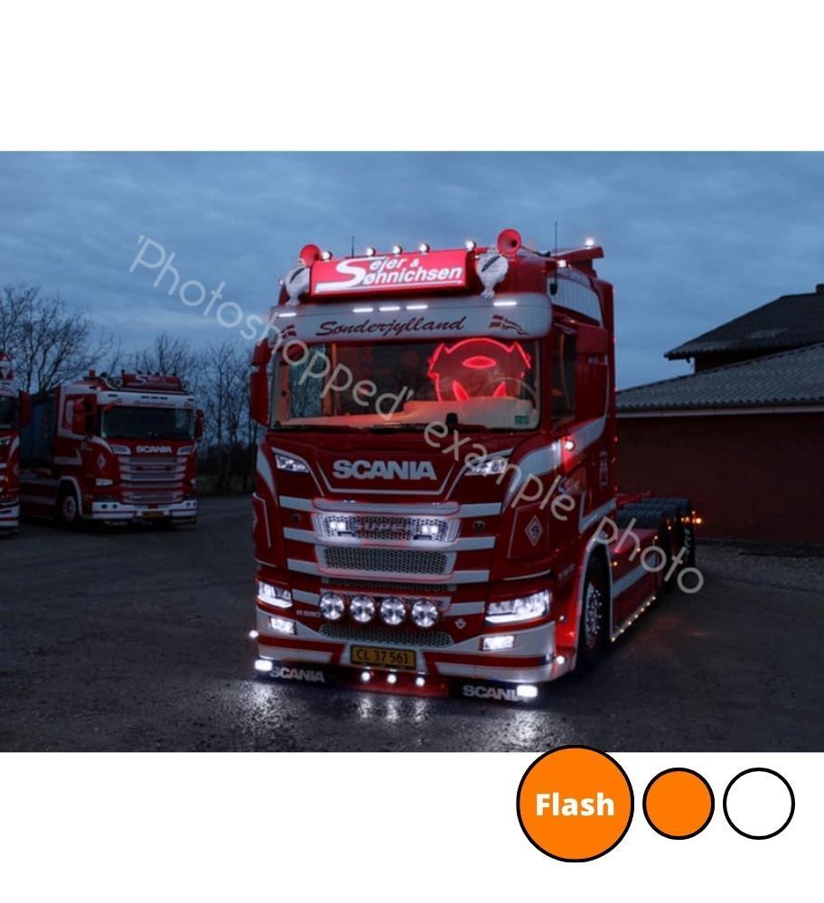 Luz de posición adicional para faro Scania LED +2016 - Blanco y Naranja con flash  - 1
