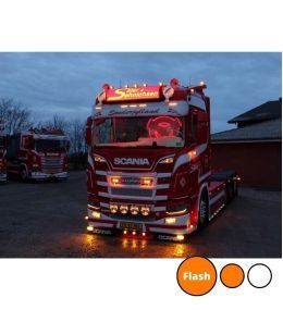 Luz de posición adicional para faro Scania LED +2016 - Blanco y Naranja con flash  - 3