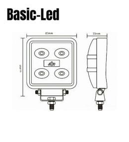 Basic Led phare de travail carré mini 12W  - 5