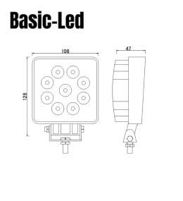 Basic Led phare de travail carré 24W  - 3