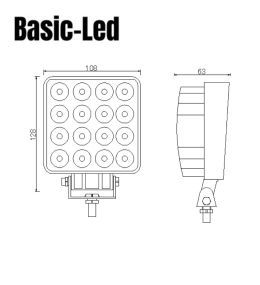 Basic led phare de travail carré 43W  - 4