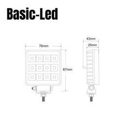 Basic Led Quadratischer Arbeitsscheinwerfer mit Schalter 12W  - 3