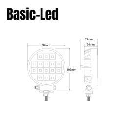 Basic Led Round worklight with switch 16W  - 3