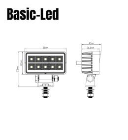 Basic Led phare de travail rectangulaire 15W  - 5