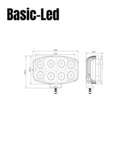 Basic Led long-range rectangular headlamp 4925lm  - 4