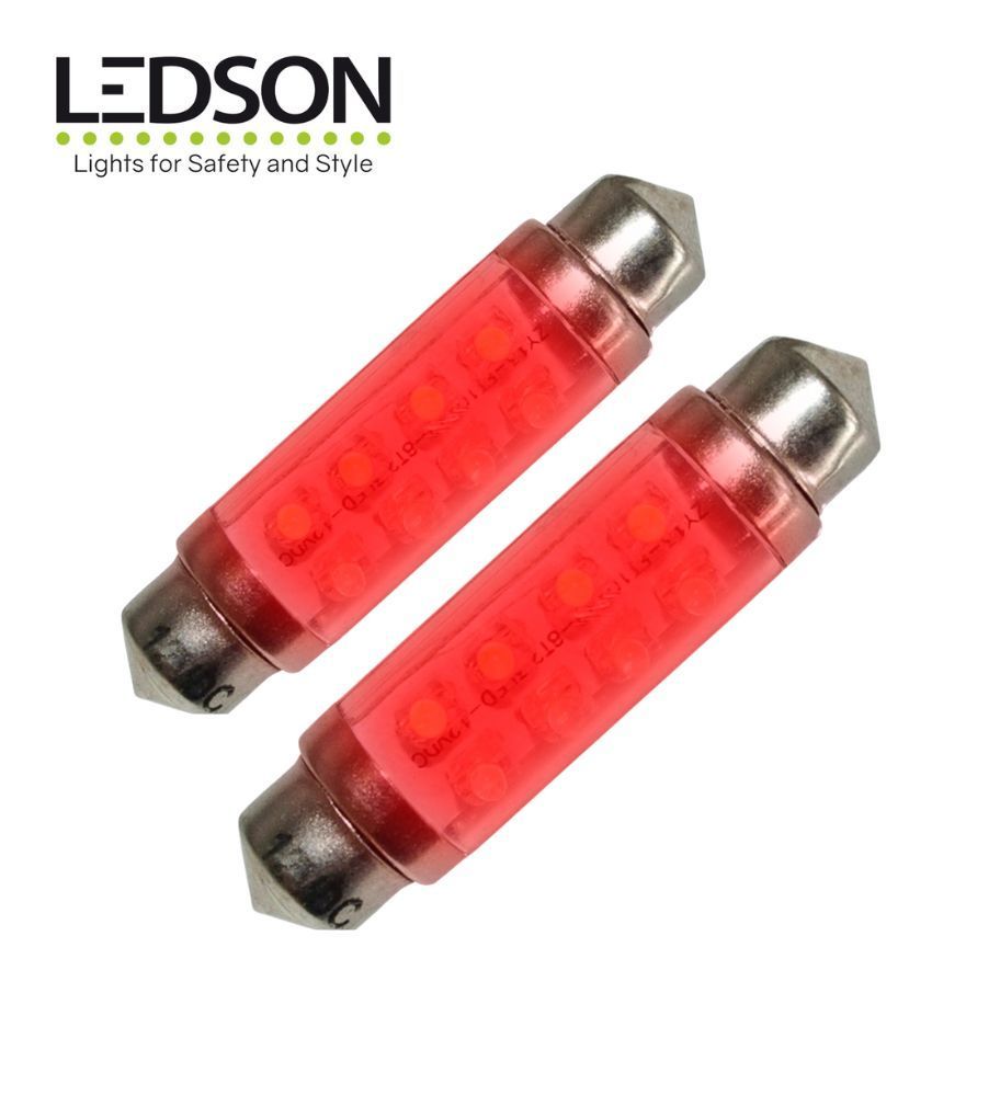 Ledson ampoule navette 42mm LED rouge 12v  - 1