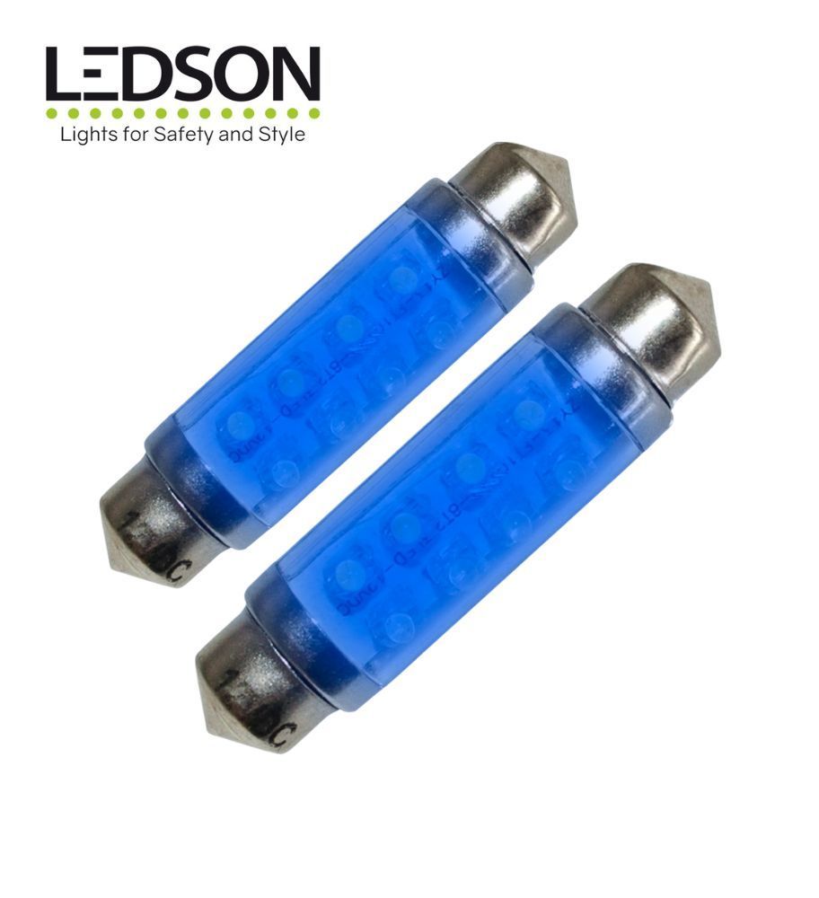 Ledson ampoule navette 42mm LED bleu 12v