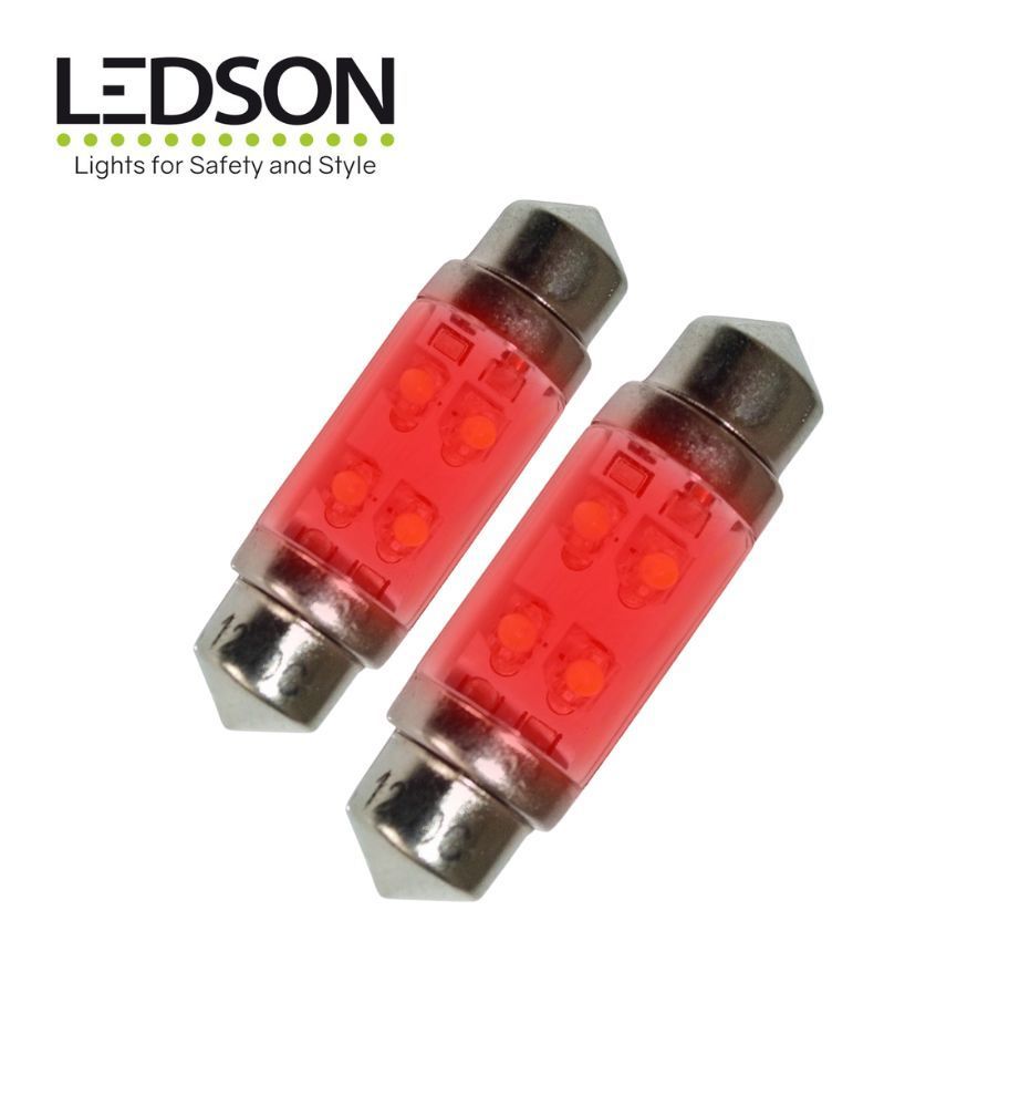 Ledson ampoule navette 36mm LED rouge 12v   - 1