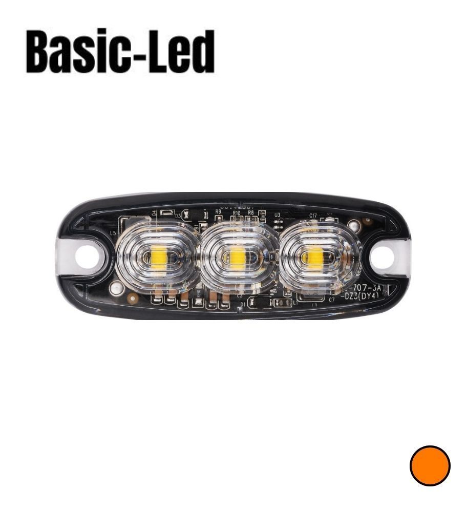 Feu Flash LED - Lampe Stroboscopique - Orange - R10 R65 - 10W - 12/24V - 140mm  - 1