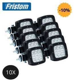 Fristom 10X phare de travail cadre noir 1800lm  - 1