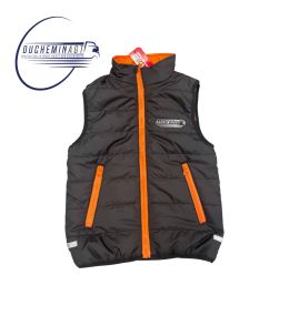 Duchemin veste enfant noir/orange sans manches avec tirette  - 1