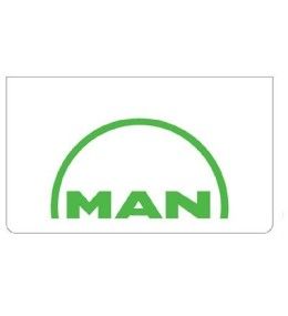Weißer Schmutzfänger vorne mit grünem MAN-Logo  - 1