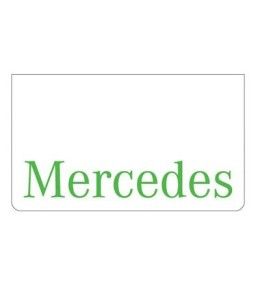 Weißer Schmutzfänger vorne mit grünem MERCEDES-Logo  - 1