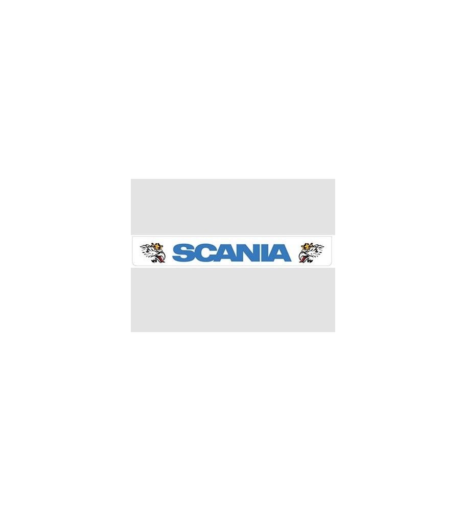 Weißer Schmutzfänger hinten mit blauem SCANIA-Logo und Svempas  - 1