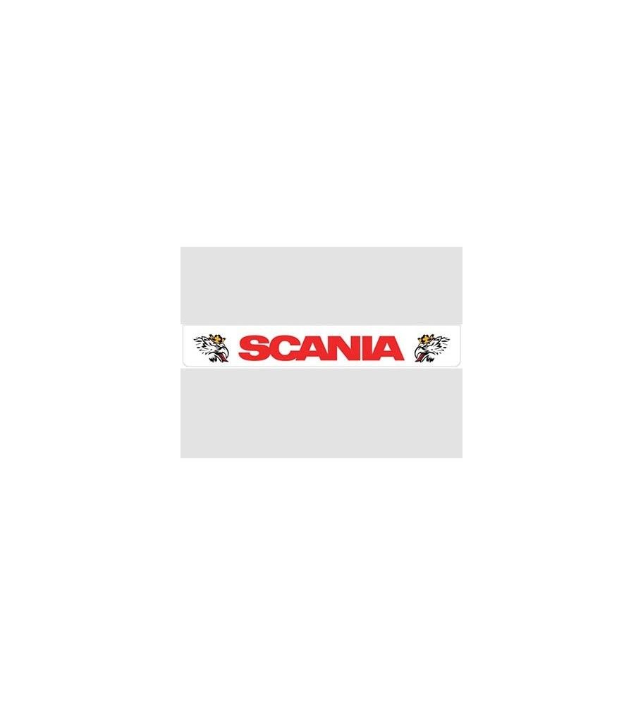 Weißer Schmutzfänger hinten mit rotem SCANIA-Logo und Svempas  - 1