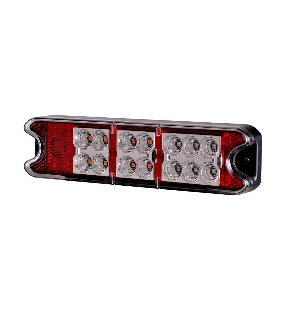 Piloto trasero rectangular LED - 0,5W, 1,5W, 1,5W - 12/24V - 210mm  - 1