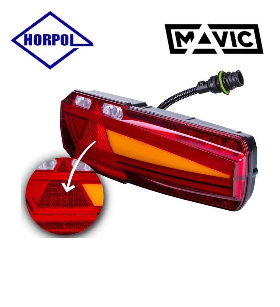 [FR6542LZD2654] Horpol phare arrière multifonction mavic avec reflecteur prise AMP 12-24v GAUCHE