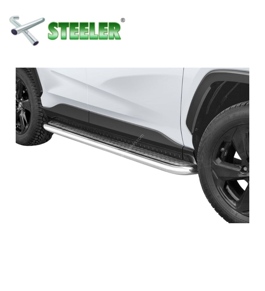 [RAV4-R1860-PR-I] Running Board With Ribbed Plate Toyota RAV4 2018-... (Poli)