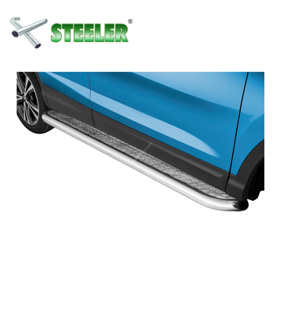[QUA-R1760-PR-I] Marche Pied avec plaque nervurée Nissan Qashqai 2017-2021 (Poli)