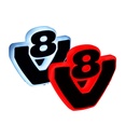 Two-colour light base Scania V8 emblem Red/white