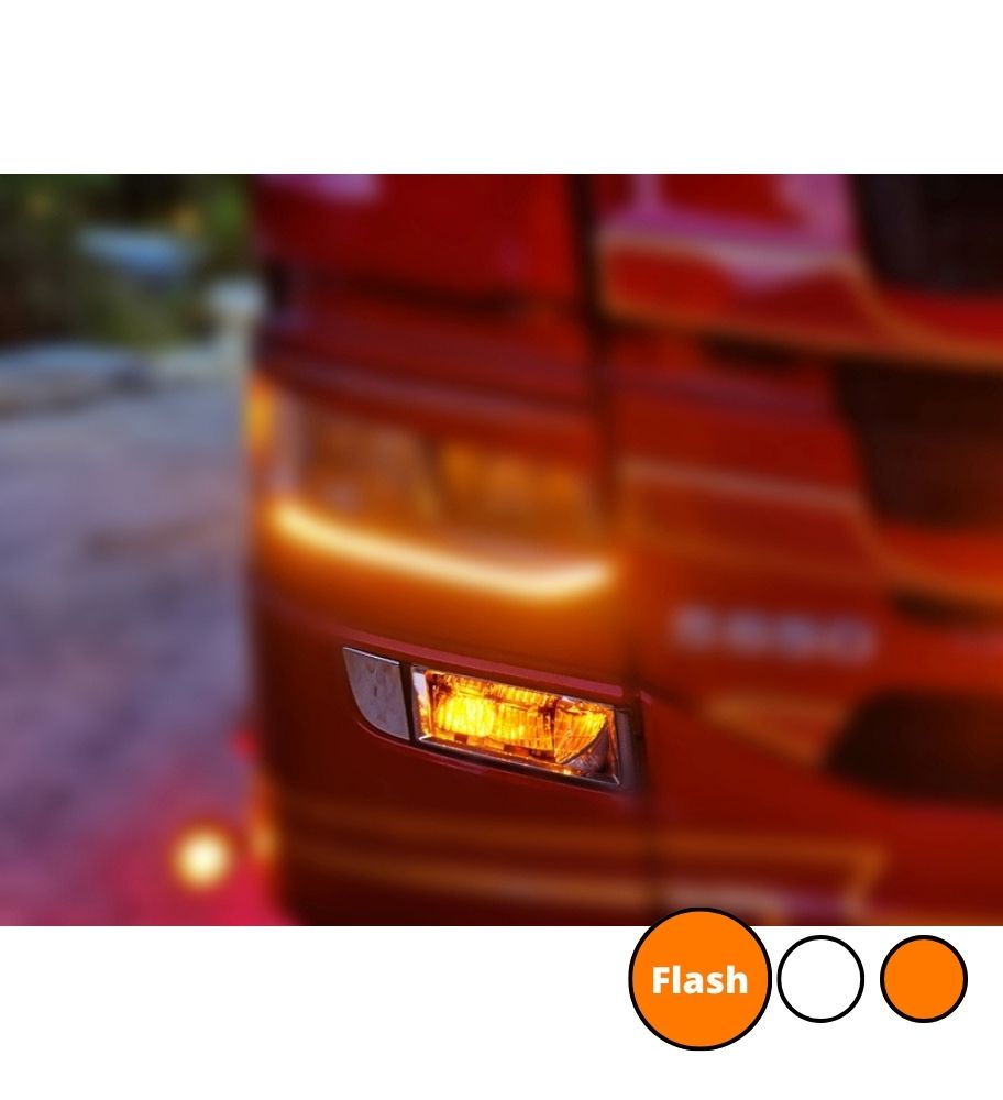 [A240911AM] Feu de position supplémentaire phare antibrouillard Scania 2016-2022 Blanc/orange + Flash