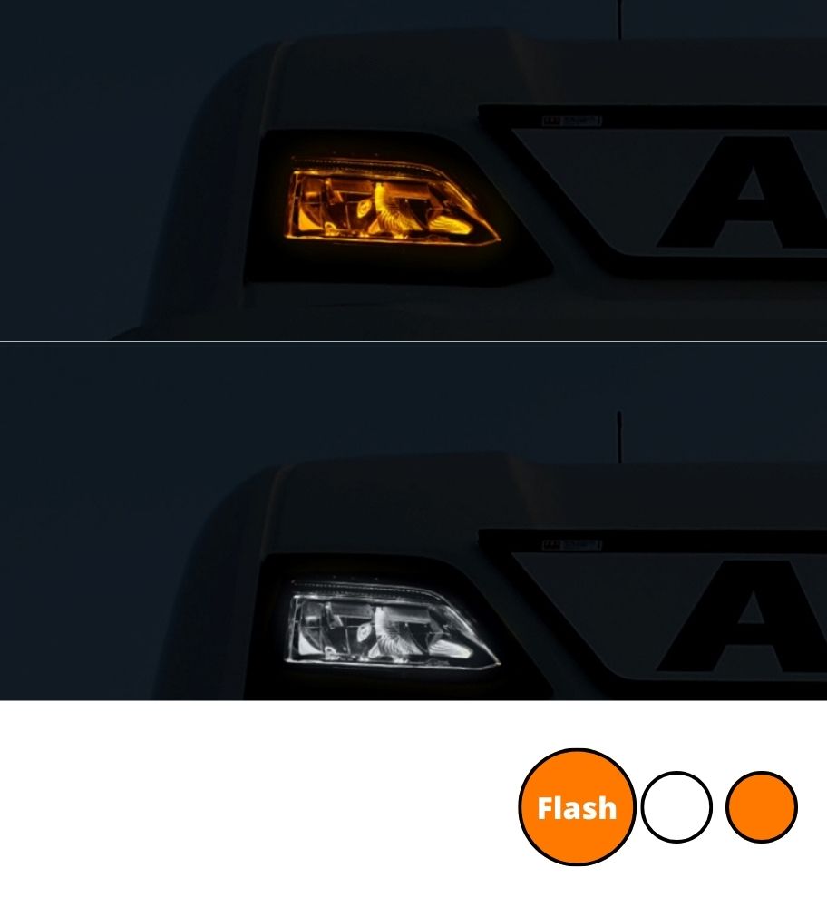 [A240913AM] Feu de position supplémentaire Scania Top Long Range  2016+ Orange/blanc + flash