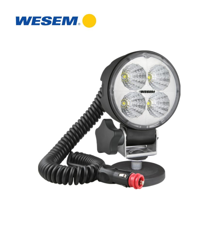 [PL51652CRC5B] Wesem phare de travail rond CRC5 1500lm 18W 58° Allume cig support magnétique