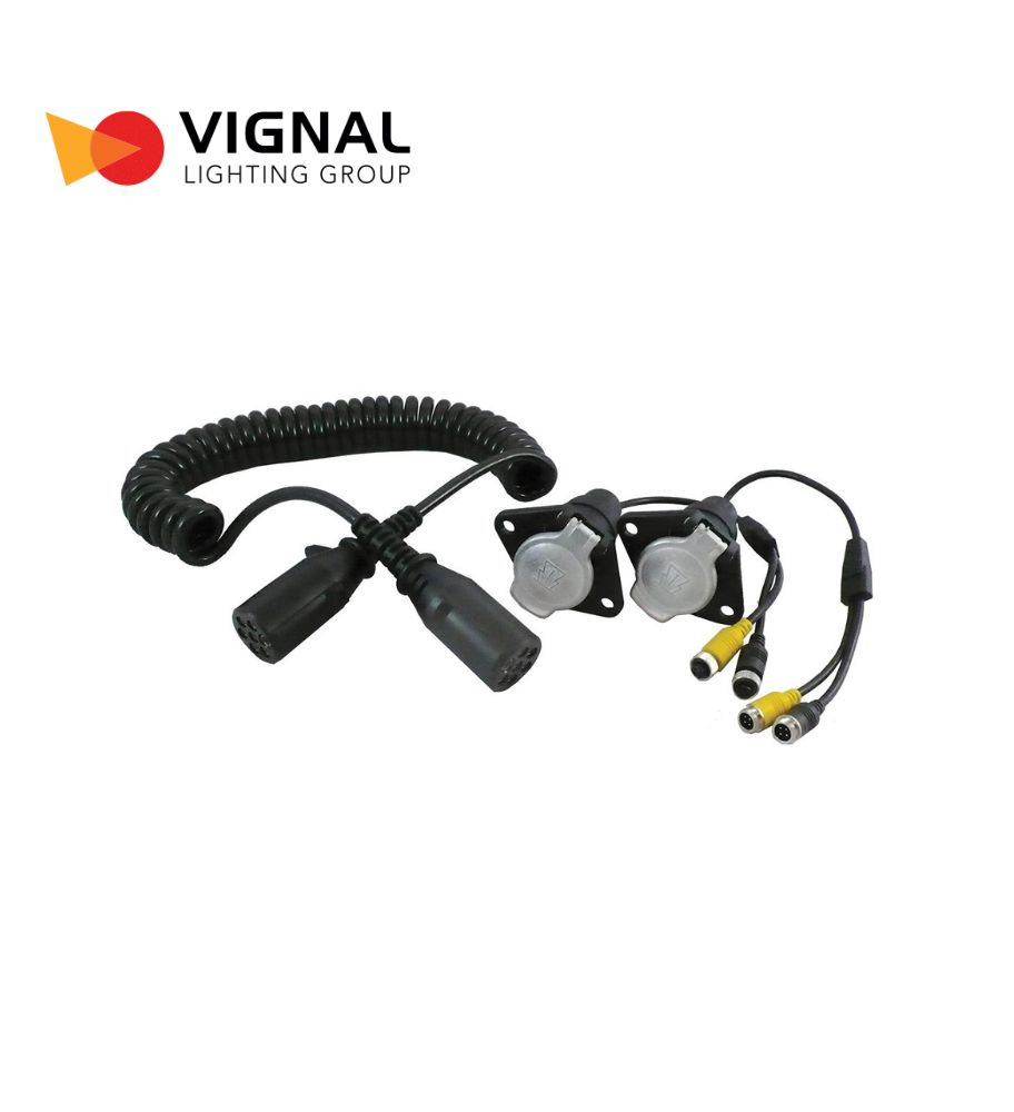 [CA13620D] Vignal 7p/12/24v coiled link cable for 2 cameras