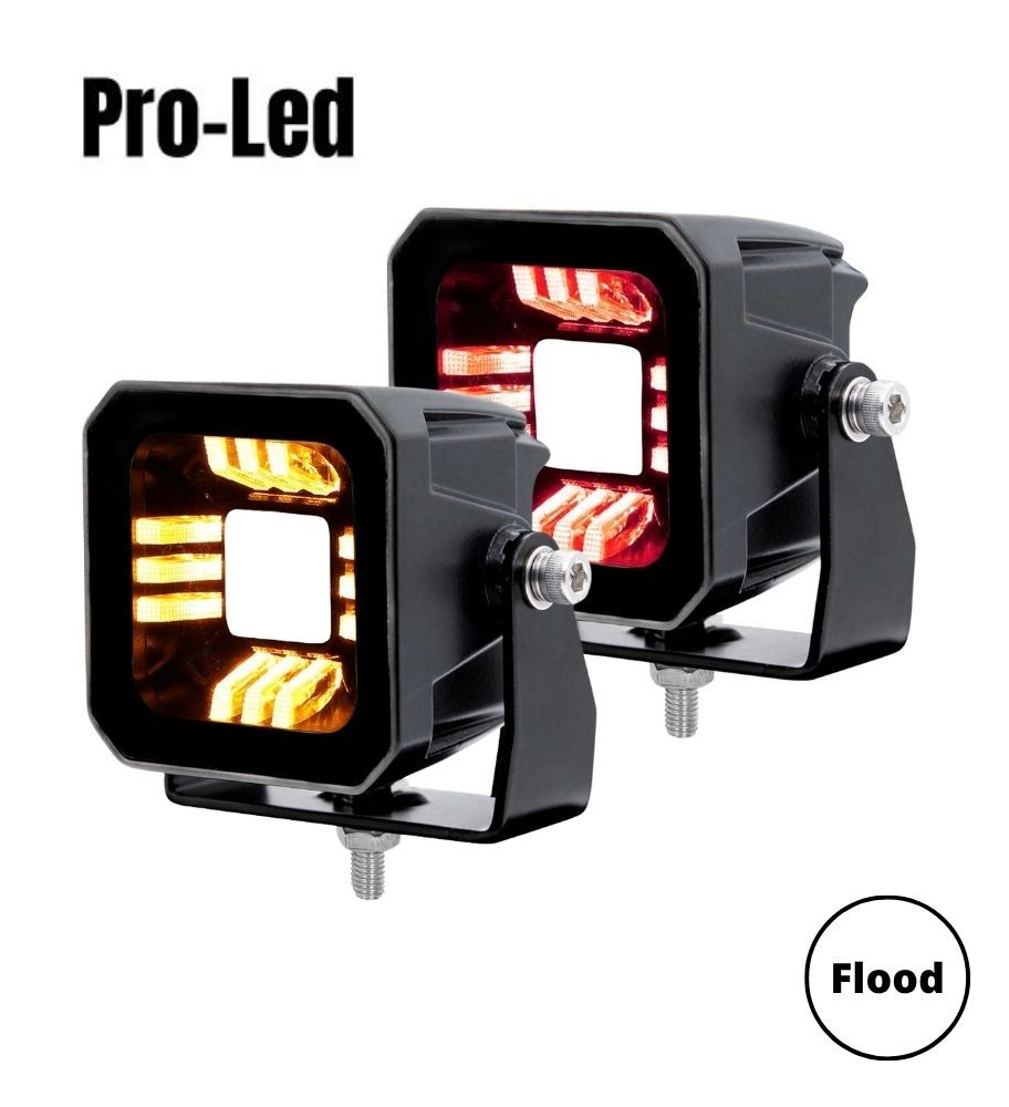 [PL2033WFL] Pro Led Feu de travail Faisceau large avec feu de position rouge/orange
