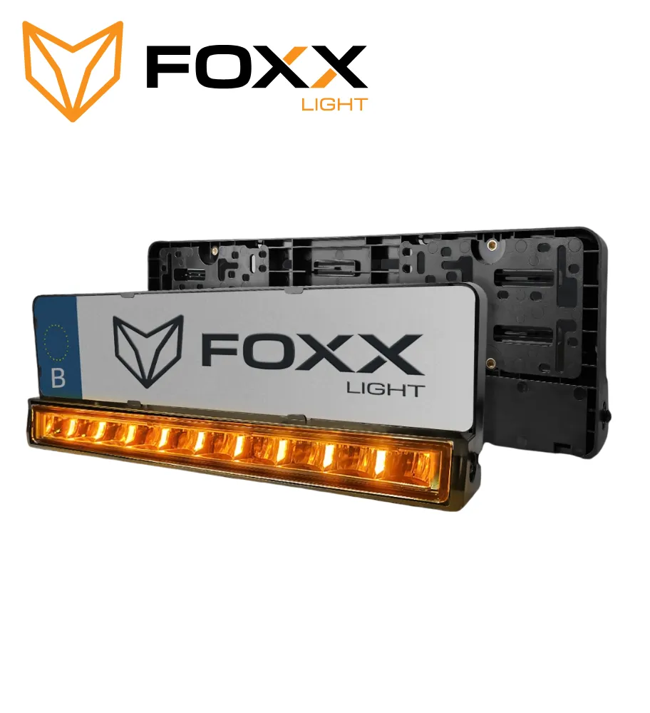 [3000090] Foxx Light Porte plaque avec éclairage LED intégré et feu de position blanc/orange